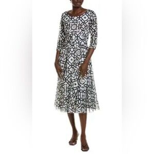 NWT Samantha Sung “Audrey” Belted Geometric Print Shirtdress Size 10